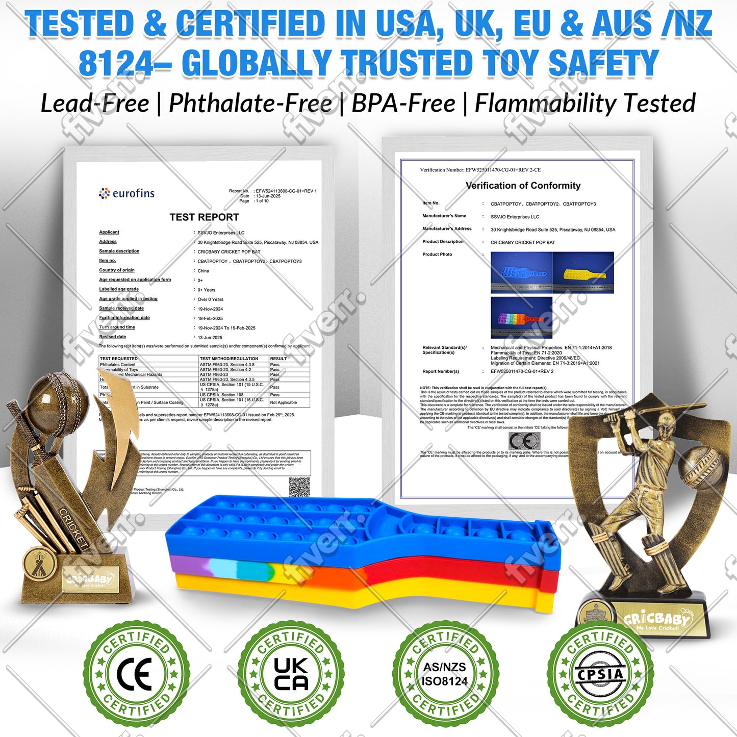 🏏 CRICBABY Cricket Bat Pop It Toy – Stress Relief Meets Cricket Fun!