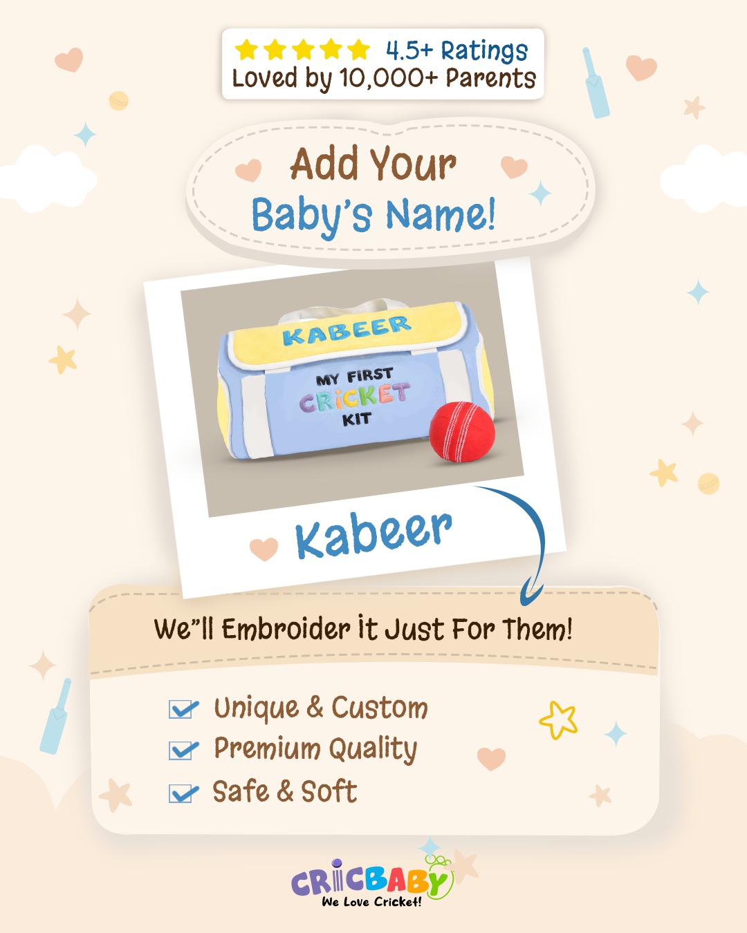 CRICBABY My First Cricket Kit - With Personalized Baby Name