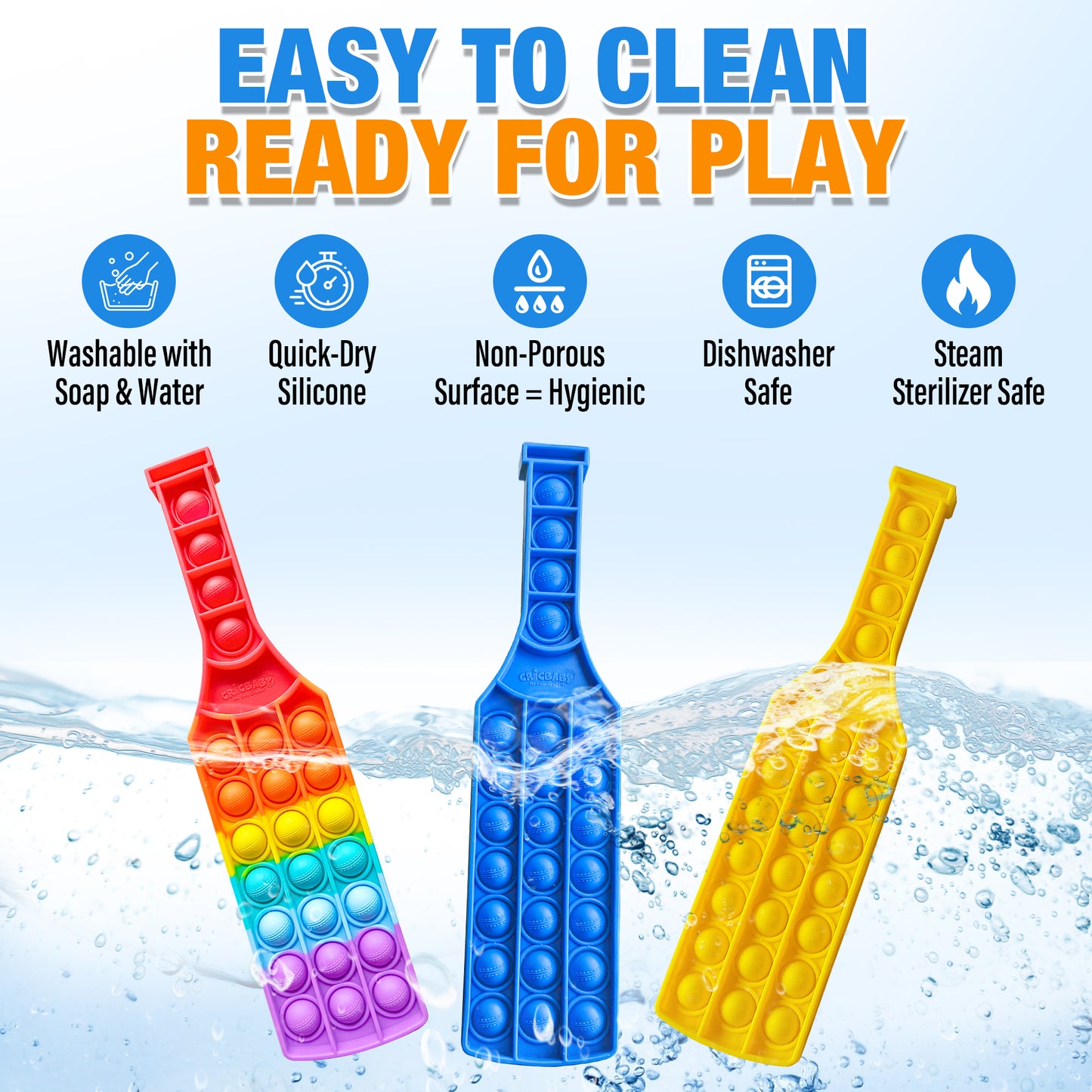 🏏 CRICBABY CRICKET BAT Push Pop Bubble Fidget Toy  – Build Focus