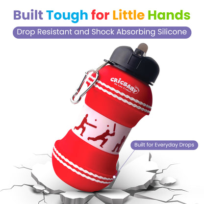 CRICBABY Cricket Ball Foldable Bottle 550 ml (Food Grade Silicone)