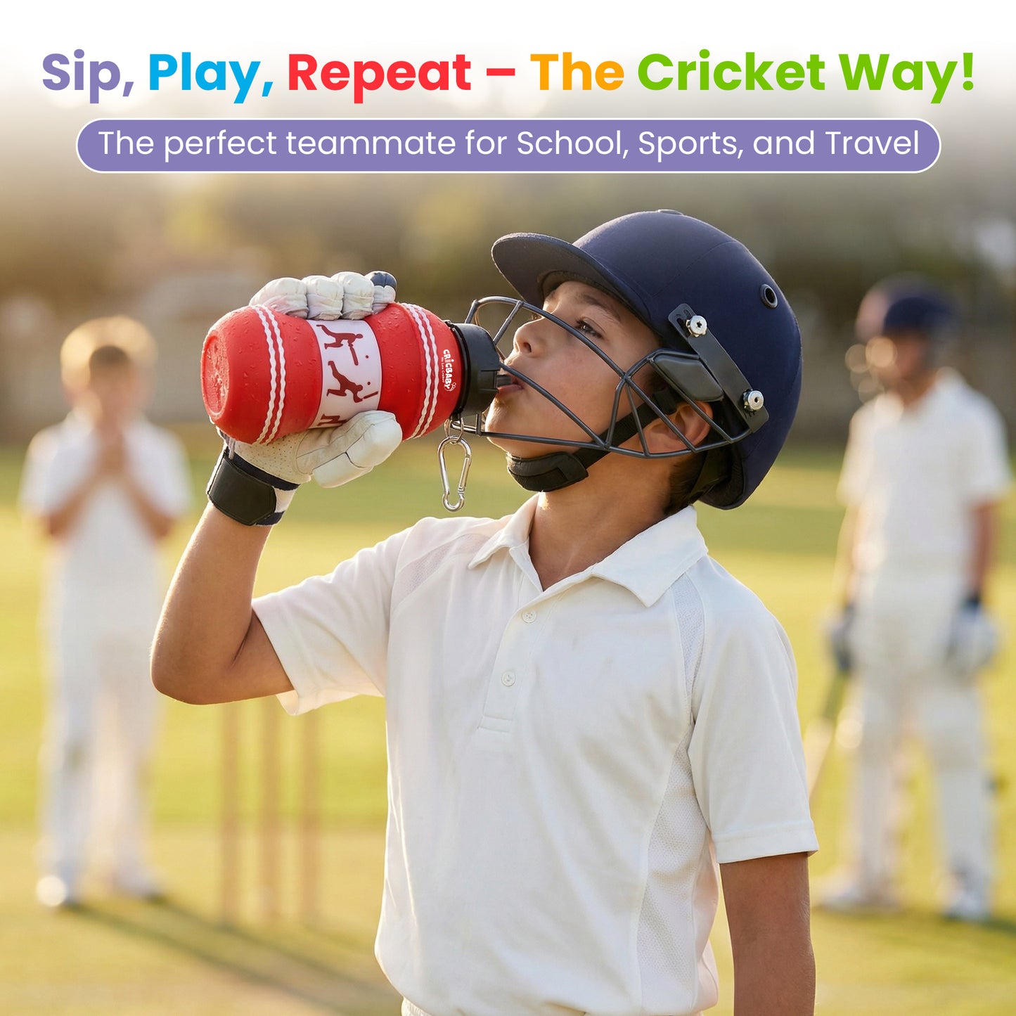 CRICBABY Cricket Ball Foldable Bottle 550 ml (Food Grade Silicone)